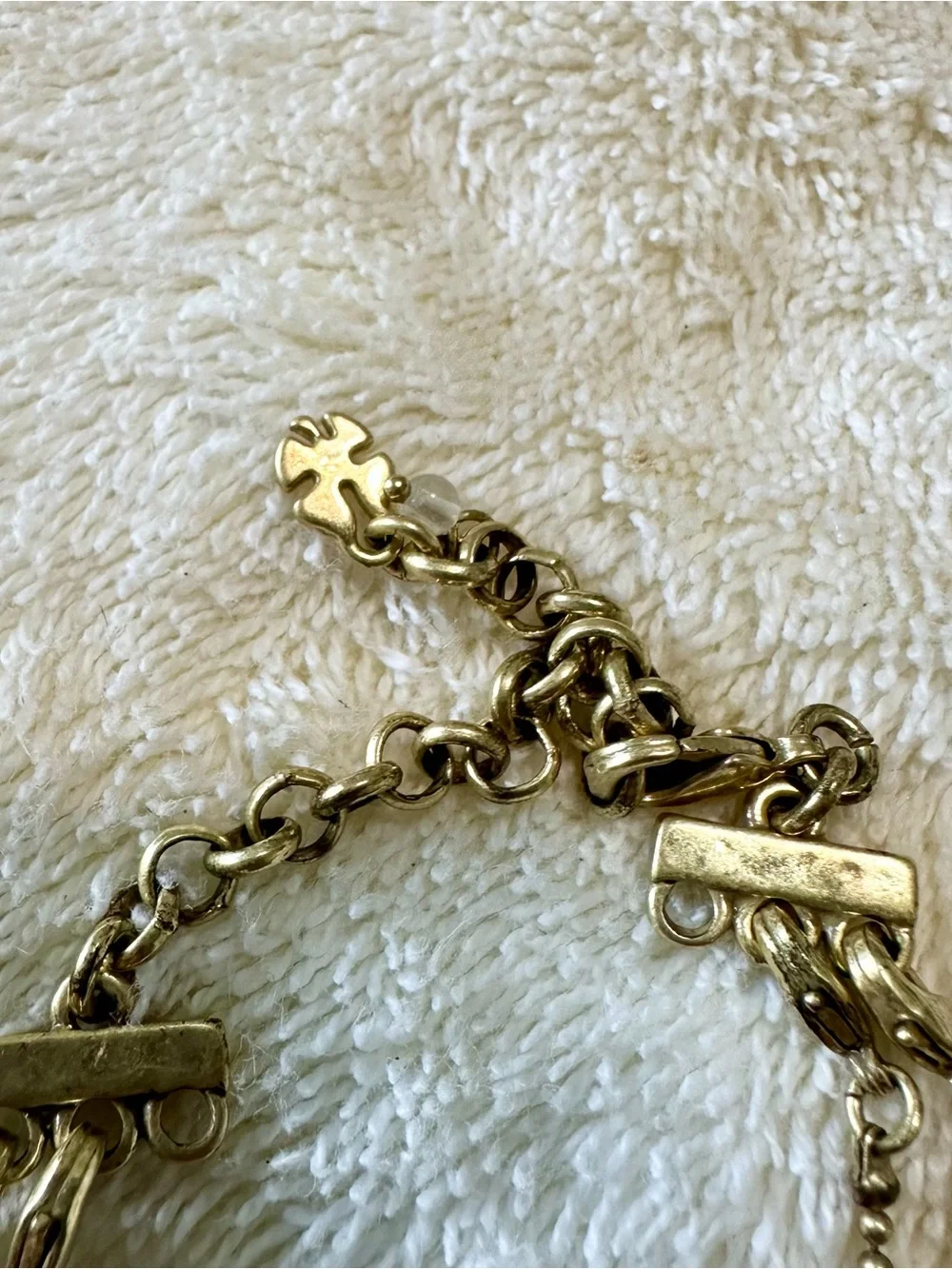Lucky Brand Gold Layered Necklace Turquoise Boho Multi Strand Chain As Is Flaw